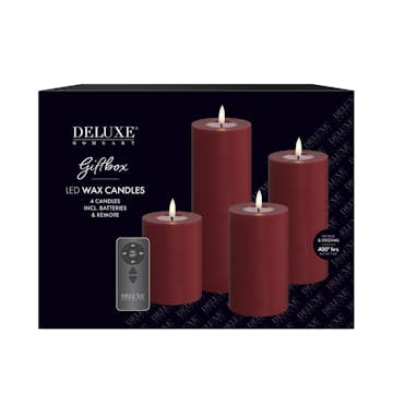 LED-Blockljus DeluxeHomeart 4-pack m. Fjärrkontroll