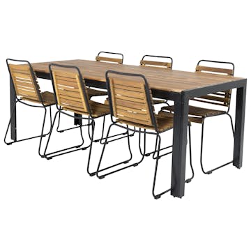 Matgrupp Utomhus Venture Home Berfin med 6 Trädgårdsstolar