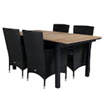 Matgrupp Utomhus Venture Home Meya 160/240 med 4 Milwa Trädgårdsstolar