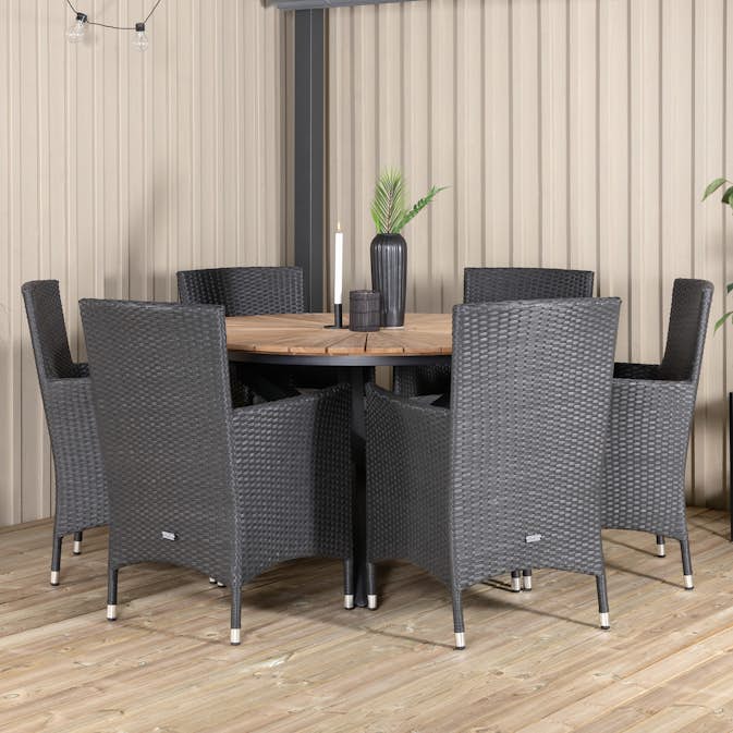 Matgrupp Utomhus Venture Home Meya Ø 140 med 6 Milwa Trädgårdsstolar