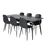 Matgrupp Venture Home Guld med 6 Pobbie Stolar Konstläder