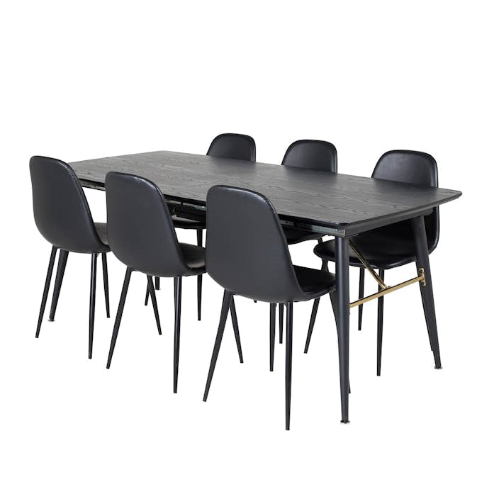 Matgrupp Venture Home Guld med 6 Pobbie Stolar Konstläder