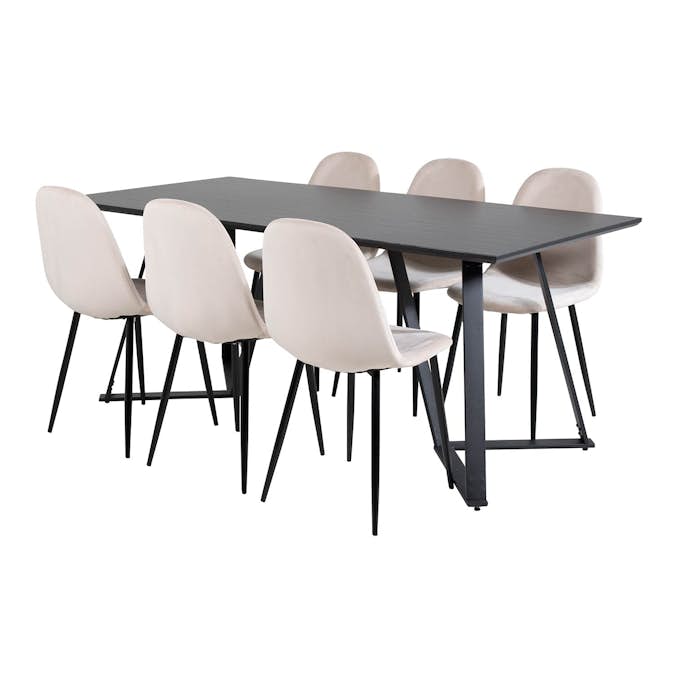 Matgrupp Venture Home Madde med 6 Pobbie Stolar Sammet