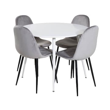 Matgrupp Venture Home Plake med 4 Pobbie Stolar Sammet Runt