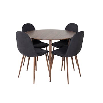 Matgrupp Venture Home Plake med 4 Pobbie Stolar Polyestertyg Runt