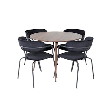 Matgrupp Venture Home Plake med 4 Aris Karmstolar Runt