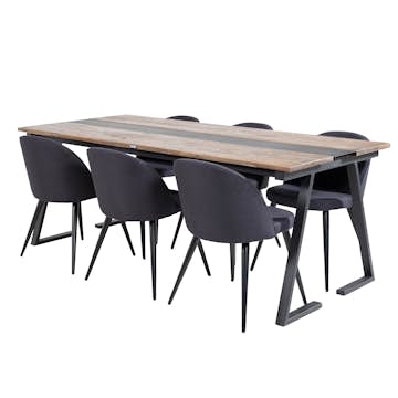 Matgrupp Venture Home Jane med 6 Valentina Stolar Polyestertyg