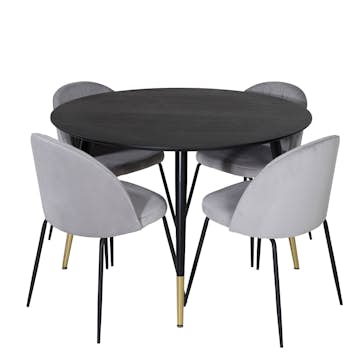 Matgrupp Venture Home Dipp Ø115 cm med 4 Wrinkles Stolar