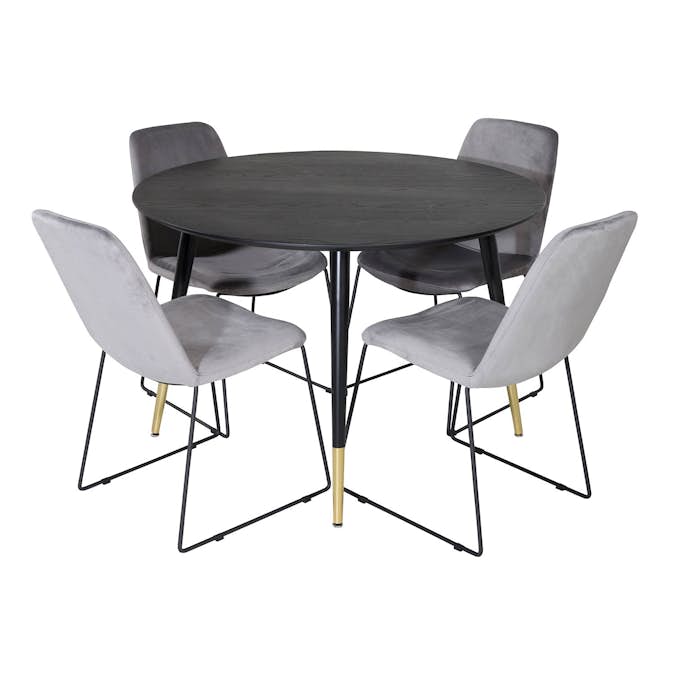 Matgrupp Venture Home Dipp Ø115 cm med 4 Muce Stolar