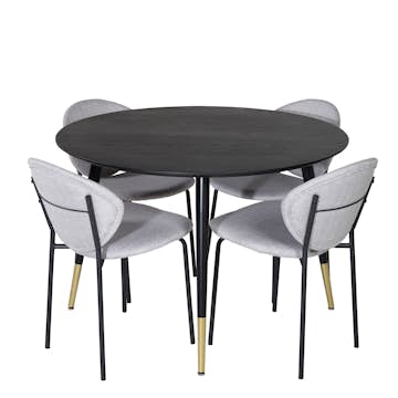 Matgrupp Venture Home Disa Rund med 4 Valor Stolar