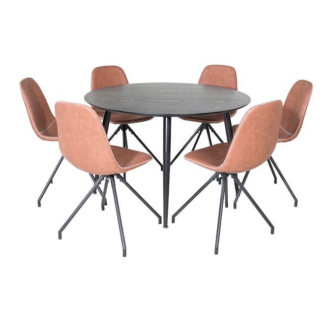 Matgrupp Venture Home Dipp Ø115 cm med 6 Polar Snurr Stolar