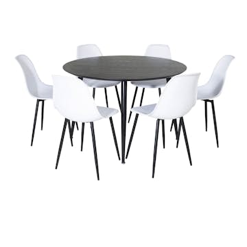 Matgrupp Venture Home Dipp Ø115 cm med 6 Polar Plast Stolar