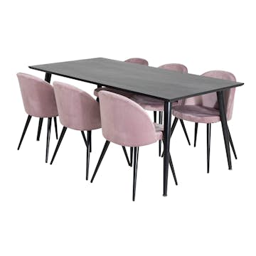 Matgrupp Venture Home Dipp med 6 Velvet Stolar