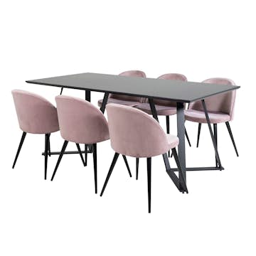 Matgrupp Venture Home Madde med 6 Valentina Stolar Sammmet