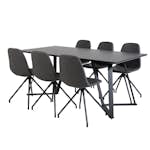 Matgrupp Venture Home Madde med 6 Pobbie Stolar Konstläder