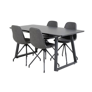 Matgrupp Venture Home Ina med 4 Pobbie Stolar Konstläder