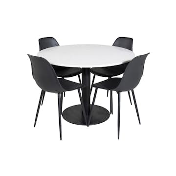 Matgrupp Venture Home Roxanna med 4 Pop Stolar Runt