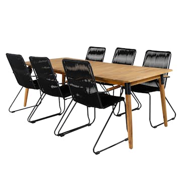 Matgrupp Utomhus Venture Home Julle med 6 Boy Trädgårdsstolar med Armstöd