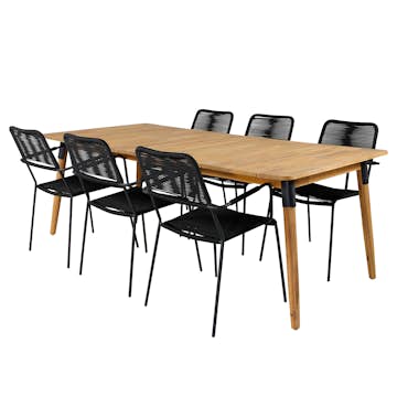 Matgrupp Venture Home Julle med 6 Minos Matstolar med Armstöd