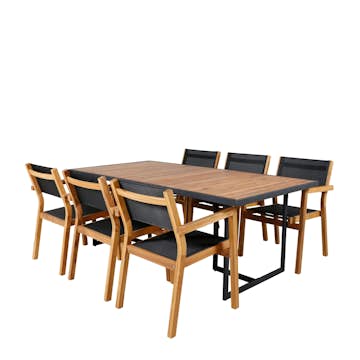 Matgrupp Venture Home King med 6 Veni Stapelbara Matstolar