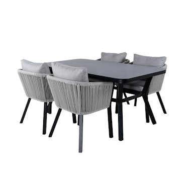 Matgrupp Venture Home Vyn Svart med 4 Vyn Matstolar