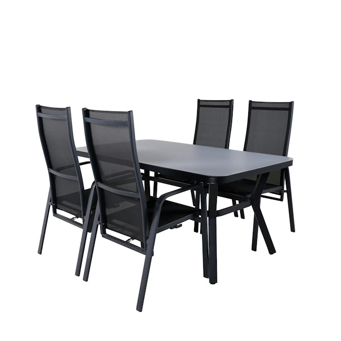 Matgrupp Utomhus Venture Home Vyn Svart med 4 Curz Trädgårdsstolar