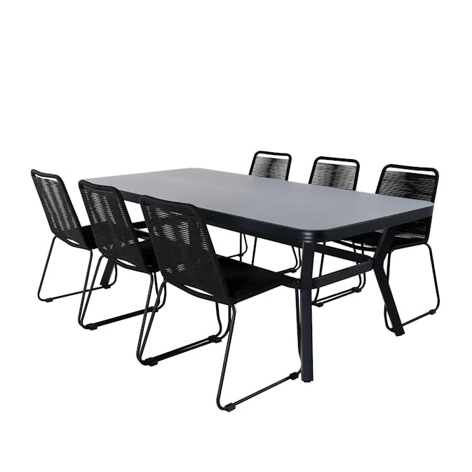 Matgrupp Utomhus Venture Home Vyn med 6 Lumi Stapelbara Trädgårdsstolar