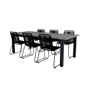 Matgrupp Utomhus Venture Home Aleyna 224 med 6 Leon Stapelbara Trädgårdsstolar