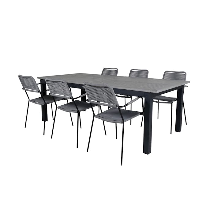 Matgrupp Utomhus Venture Home Aleyna 224 med 6 Leon Trädgårdsstolar