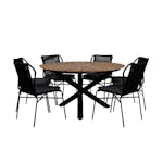 Matgrupp Utomhus Venture Home Meya med 6 Jefferson Stapelbara Trädgårdsstolar