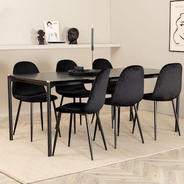 Matgrupp Venture Home Paris med 6 Pobbie Stolar Svart