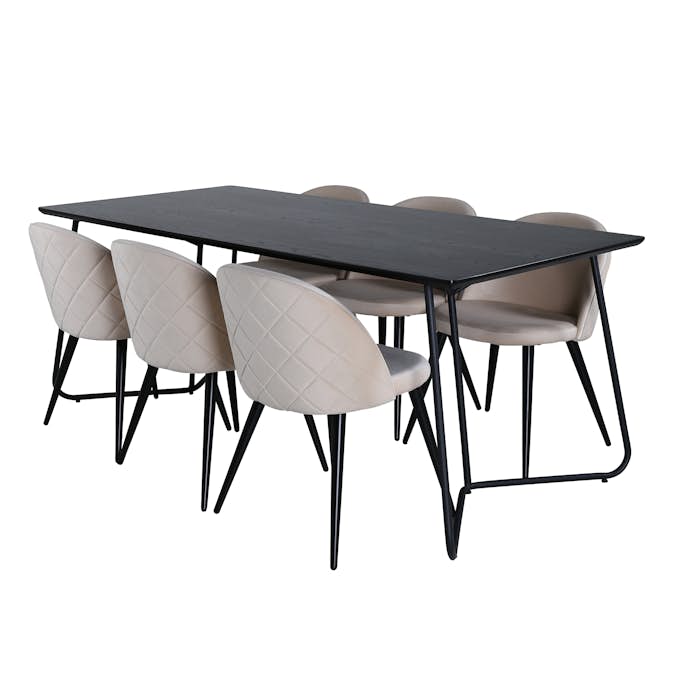 Matgrupp Venture Home Annika med 6 Valentina Stitcthes Stolar Sammet