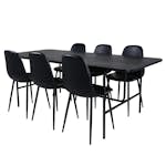 Matgrupp Venture Home Chicago Svart med 6 Pobbie Stolar