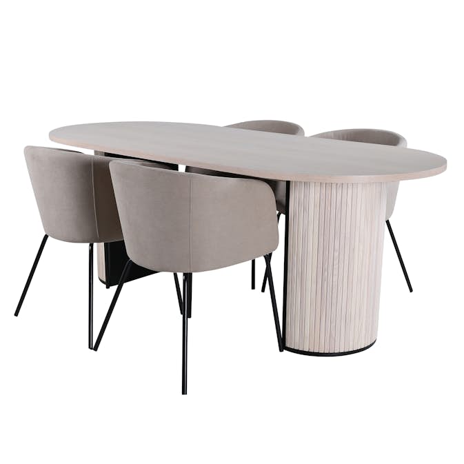 Matgrupp Venture Home Bianca med 4 Bergen Stolar Polyester