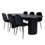 Matgrupp Venture Home Bianca Svart med 6 Pobbie Stolar Sammet
