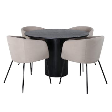 Matgrupp Venture Home Bianca Rund med 4 Bergen Stolar