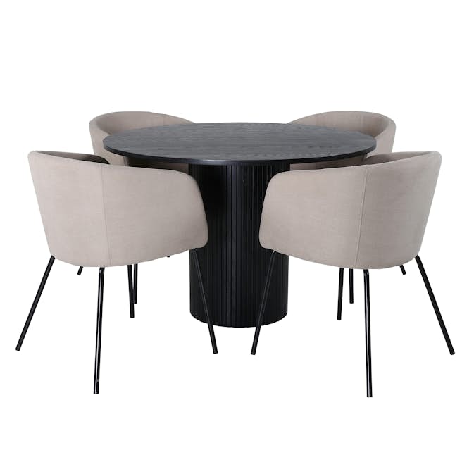 Matgrupp Venture Home Bianca Rund med 4 Bergen Stolar