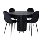 Matgrupp Venture Home Bianca Rund Svart med 4 Pobbie Stolar