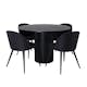 Matgrupp Venture Home Bianca Rund Svart med 4 Valentina Stolar