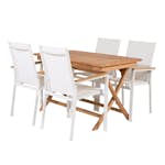 Matgrupp Venture Home Kenya 120x70 Teak med 4 Texas Stapelstolar