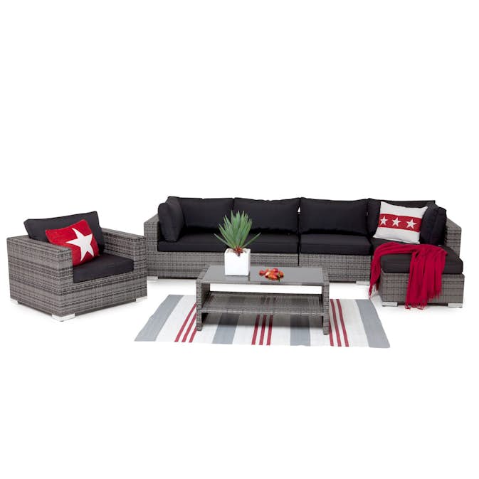 Loungegrupp Comfort Garden Bahamas 6-sits med Utebord m Hylla 1 Utomhus