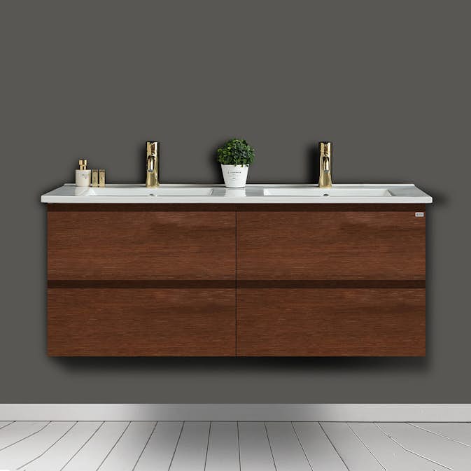 Tvättställsskåp 4AQUA Slim Med 4 Lådor & Grepplist