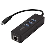 USB-C 3-Port Hub LogiLink Gigabit RJ45