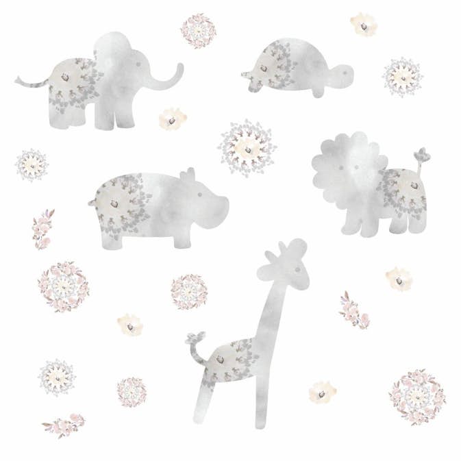 Väggdekor RoomMates Gray Baby Animals