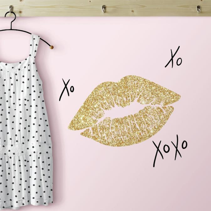 Väggdekor RoomMates XOXO Lip with Glitter