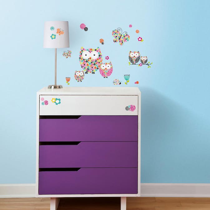 Väggdekor RoomMates Prisma Owls & Butterflies