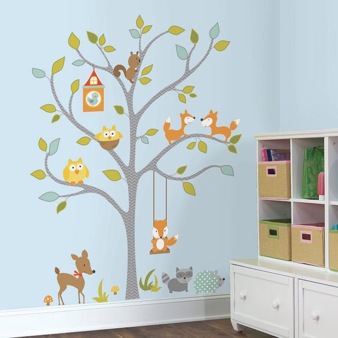 Väggdekor RoomMates Woodland Fox & Friends Tree