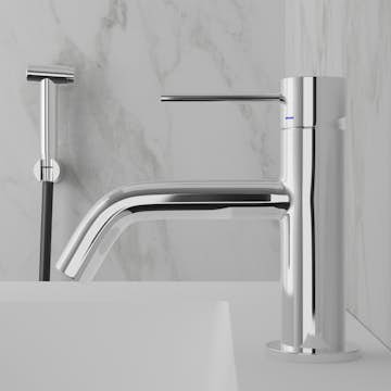 Tvättställsblandare Scandtap Steel Voyage med Sidodusch