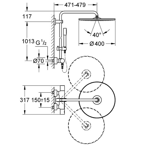Takduschset Grohe Rainshower System 400 27174