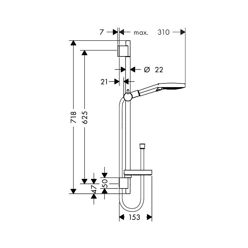 Duschset Hansgrohe Raindance Select S 120 3jet 65 cm